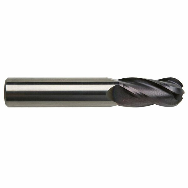 Gs Tooling 6mm Diameter 4-Flute Ball Nose Regular Length TiAlN Coated Carbide End Mill 101660